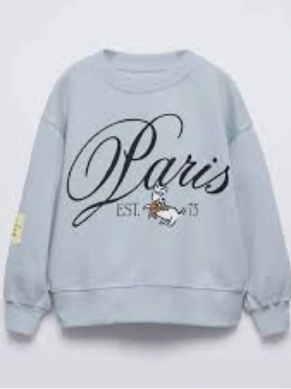 Zara Kids Paris Sweatshirt Girls Size 9-10 Blue Graphic Crewneck Pullover Cozy